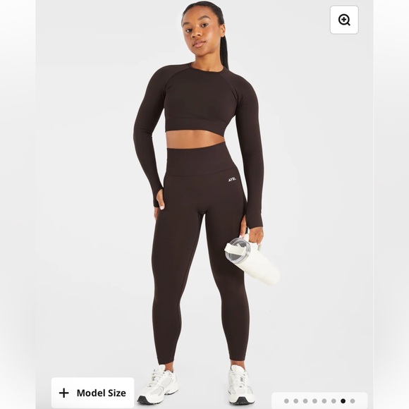 AYBL Tops - AYBL EMPOWER SEAMLESS LONG SLEEVE CROP TOP - Cocoa Brown - S